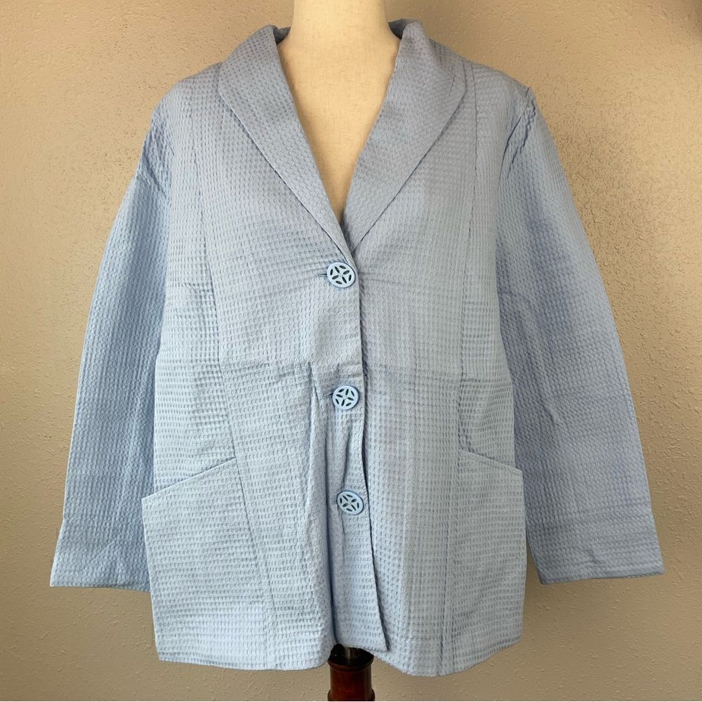 NWOT Norm Thompson Baby Blue Button Down Jacket Size Petite XL